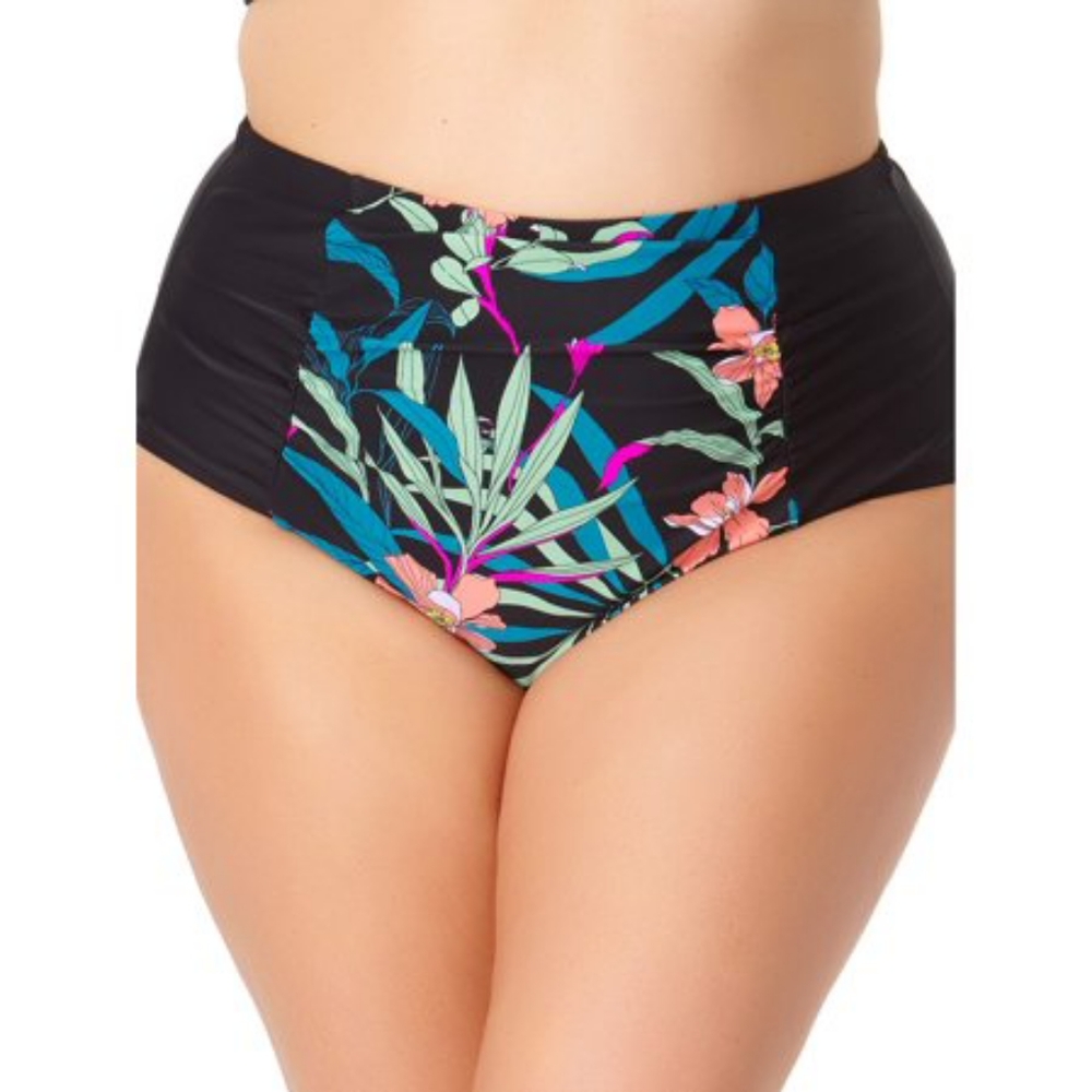 Tropical High Waist Plus Size Tummy Control Swimwear